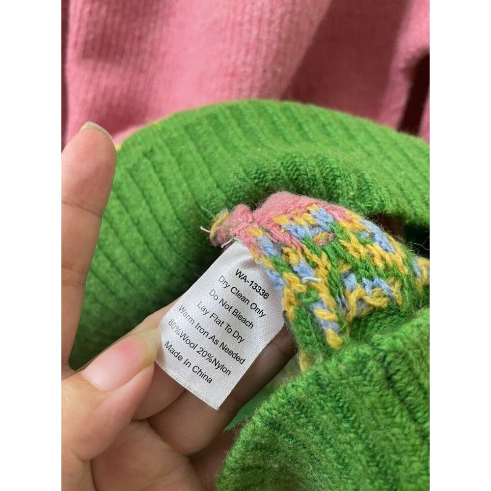 Kiel James Patrick Pink Fair Isle Crew Neck Wool Sweater Womans Size XXL - Picture 7 of 10
